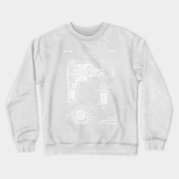 Hair Dryer Patent - Salon Art - Antique Crewneck Sweatshirt by patentpress